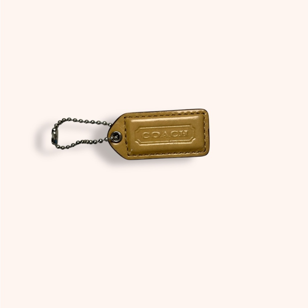 COACH Tan, Camel Brown Silver Hang Tag, Silver Ball Chain
